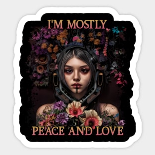 very sweet flower girl . peace and love , flower power Sticker